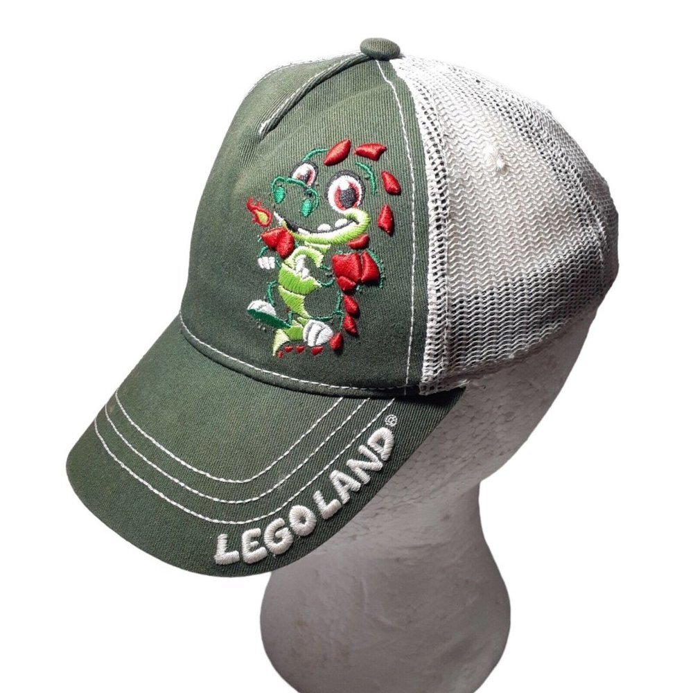 Legoland Hat Embroidered Character Kids Hat Mesh Trucker Snapback Green Unisex